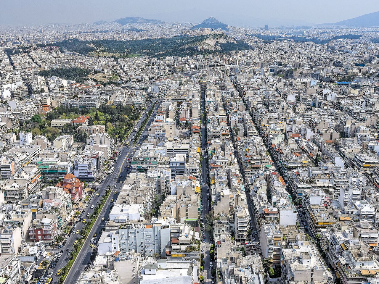 Αεροφωτογραφία της Καλλιθέας προς την Ακρόπολη
